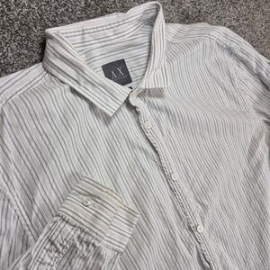 Armani Exchange Button Down Shirt Mens XL White Striped Long Sleeve Cotton